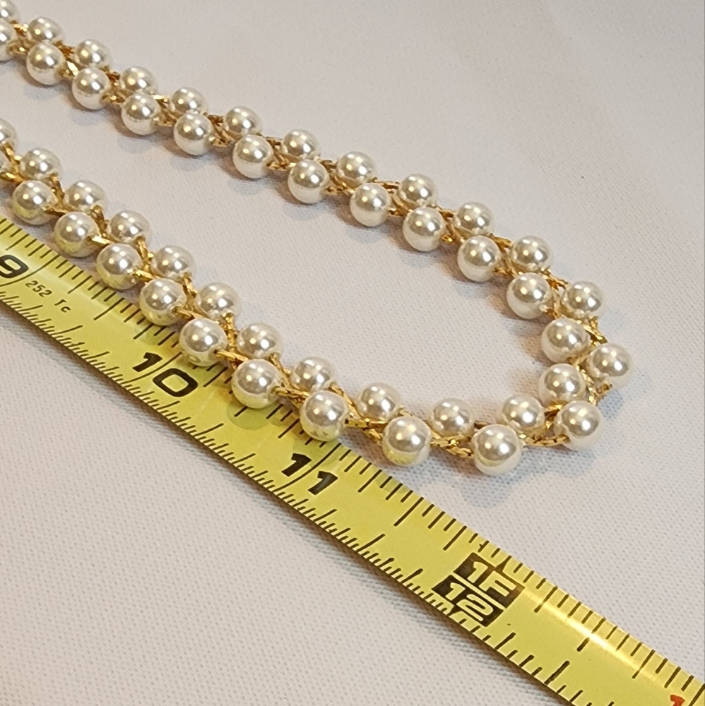Vintage Gold and Pearl Braided Necklace - Picture 6 of 7
